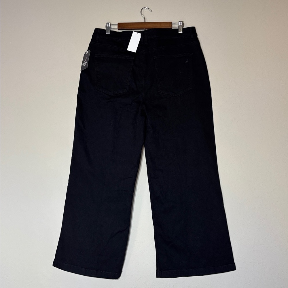 Nautica Women's Black Button Pocket Strechy Wide Leg Sailor Jeans. NWT Size 16 - Picture 5 of 9